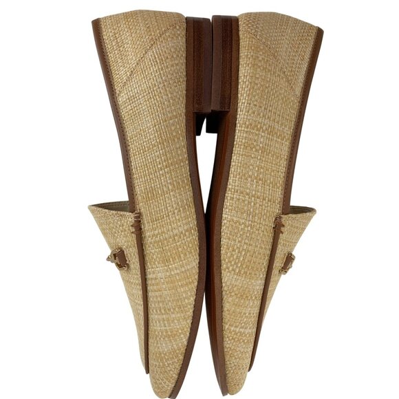 New Sam Edelman Womens Natural Raffia Loafers Gold Bit Detail Size 10M Slip On - Picture 9 of 14